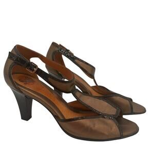 Sofft Bronze Leather T-Strap Mary Jane Heels Size 11
